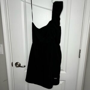 Roxy one shoulder ruffle black cocktail mini dress small